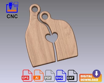 Nested Couples Cutting Board - Digital Download Files - CNC vector files (Dxf, Svg, Eps, Pdf, Ai)