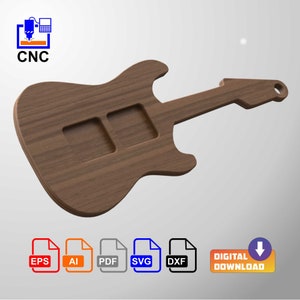Guitar Cutting Board - Digital Download Files - CNC  or 3D Printing 3D STL (.stl) and vector files (Dxf, Svg, Eps, Pdf, Ai) Guitar Shape