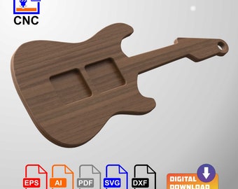 Gitarrenschneidebrett - Digital Download Dateien - CNC oder 3D Druck 3D STL (.stl) und Vektordateien (Dxf, Svg, Eps, Pdf, Ai) Gitarrenform