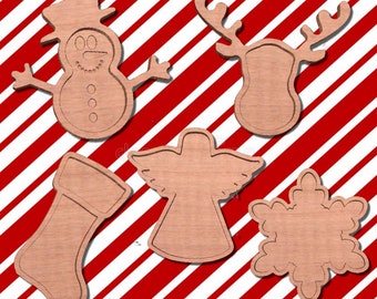 Weihnachts Tablett Kollektion, Serie 2, 5 Designs! .svg- und .dxf-Dateien für den Import in Ihre CNC-, Laser- oder Vinyl-Schneidesoftware enthalten