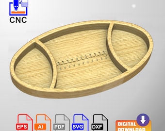 Football Serving/Snack Tray - Digital Download Files - CNC or 3D Printing 3D STL file (.stl) and vector files (Dxf, Svg, Eps, Pdf, Ai)