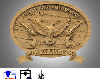 Second Amendment Eagle - Digital Download Files - CNC, 3D Printing, Laser Engraving -  3D STL (stl) and Grayscale Files Included