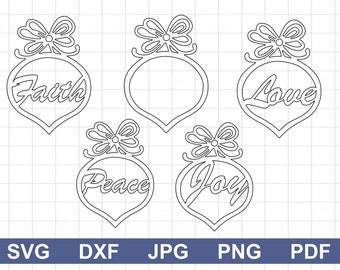 Weihnachtsschmuck Kollektion, 5 Designs! Alle Dateiformate zum einfachen Importieren in Ihre Software enthalten. Laser, Vinylschneiden, CNC, etc.