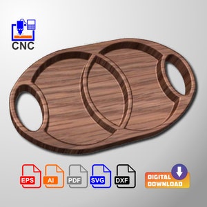 Double Circle Serving Tray - Digital Download Files - 3D STL file (.stl) and vector files (Dxf, Svg, Eps, Pdf, Ai) for CNC or 3D Printing