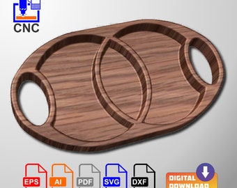 Double Circle Serviertablett - Digital Download Dateien - 3D STL Datei (.stl) und Vektor-Dateien (Dxf, Svg, Eps, Pdf, Ai) für CNC oder 3D Druck