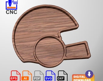Fußballhelm Serviertablett - Digital Download Dateien - 3D STL Datei (.stl) und Vektor-Dateien (Dxf, Svg, Eps, Pdf, Ai) für CNC oder 3D Druck
