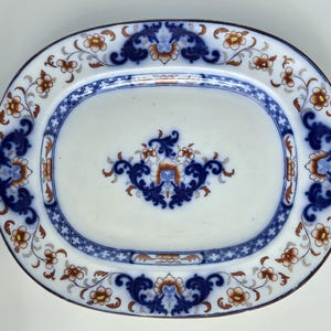 Antique Ironstone Platter – Francis Morley & Co LIAR Pattern c.1845 – Minton Lyre Copy – English Transferware