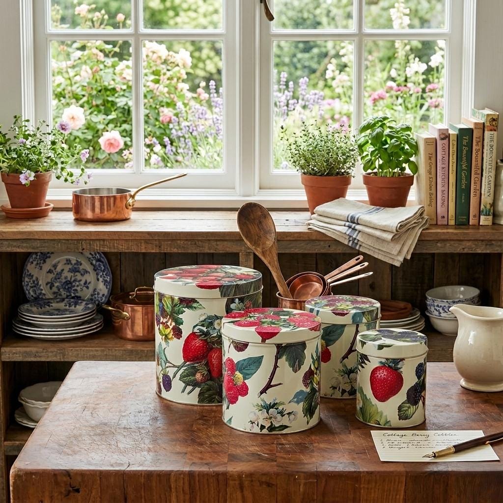Vintage Strawberry Canister Tin Set - Etsy