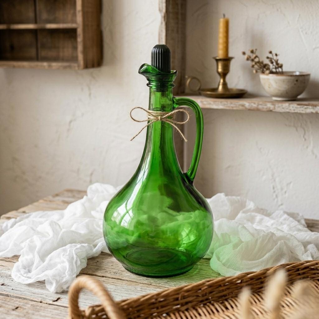 Green Glass Wine Jug - Etsy Canada