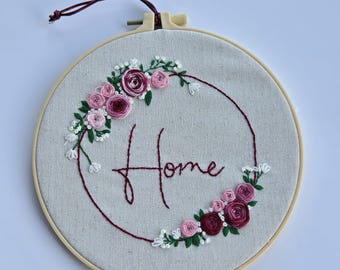 Hand Embroidered Hoop Art – Floral Cottagecore Wall Decor, Fiber Art Embroidery, Handmade Home Accent