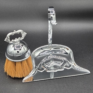 Vintage tafelkruimelbezemset Made in England Silent Butler-tafelveger