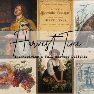 Harvest Time Junk Journal Kit - Printable Autumn & Thanksgiving Scrapbook Pages - Vintage Collage Paper - Fall Ephemera - Digital Download