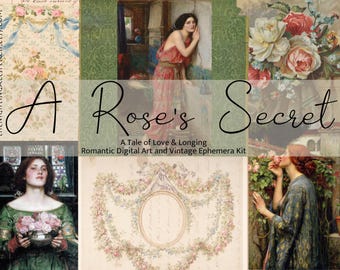 Vintage Rose Junk Journal Paper: Romantic Ephemera Collage Printables (Digital Download)
