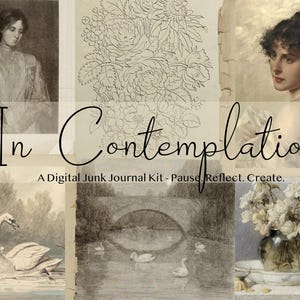 Em Contemplação - Coleção de Papéis de Diário - Imprimíveis de Arte Vintage - Colagens para Diário - Imagens de Cisne - Download Digital