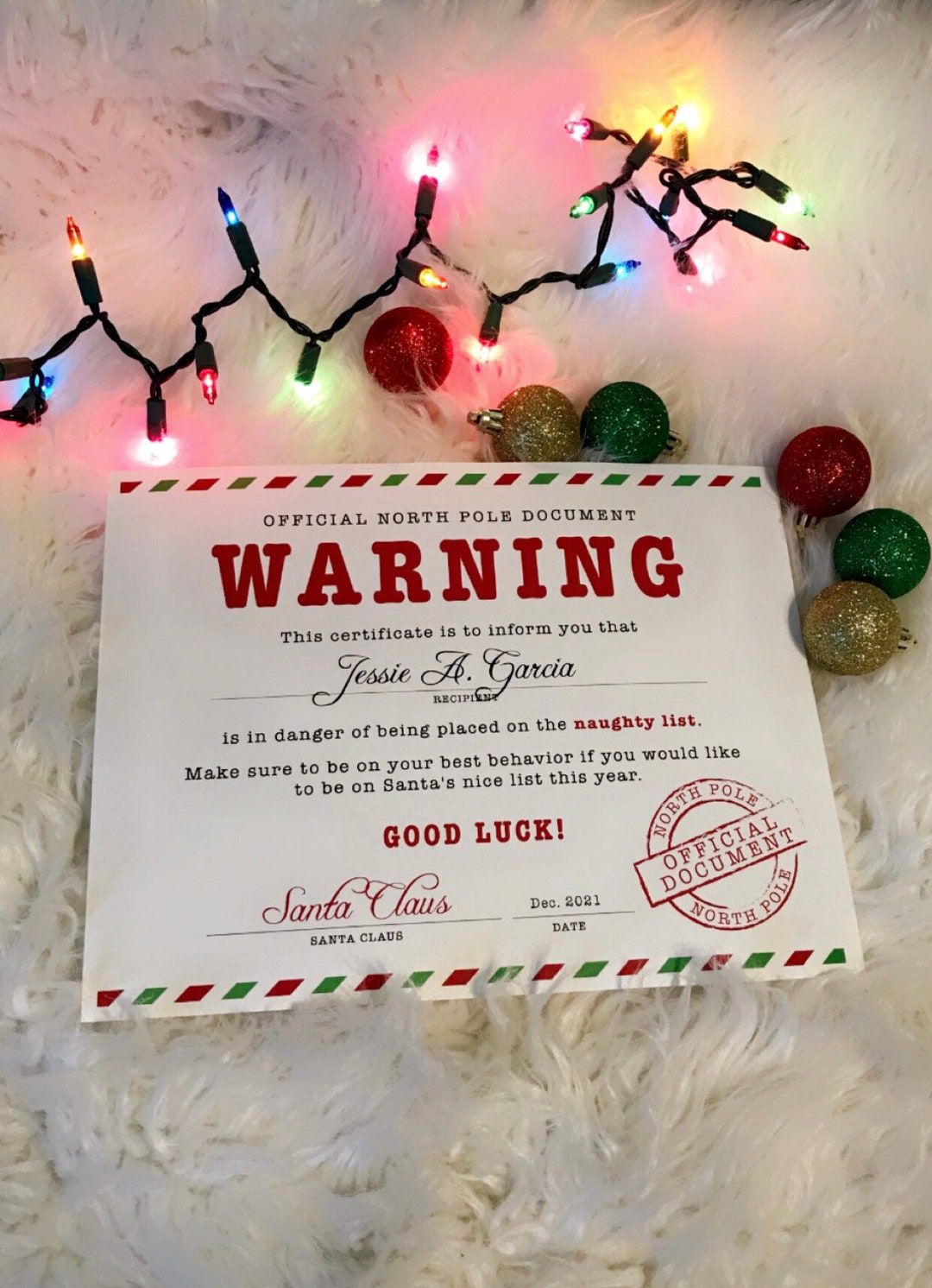 Naughty Or Nice List Certificate Naughty List Nice List Etsy