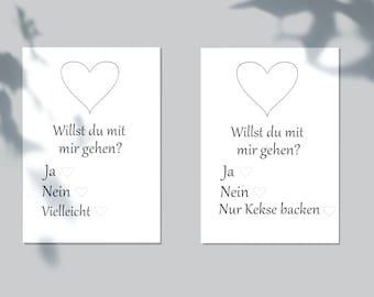 Willst du mit mir gehen, Karten, Postkarten, Liebe, Valentinstag, Love