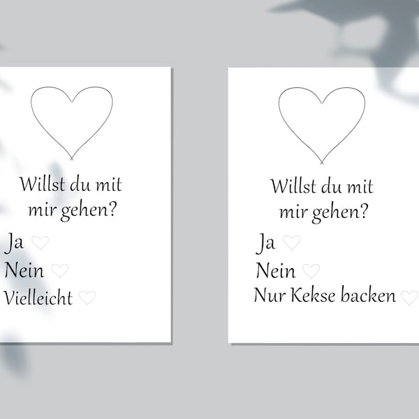 Willst du mit mir gehen, Karten, Postkarten, Liebe, Valentinstag, Love