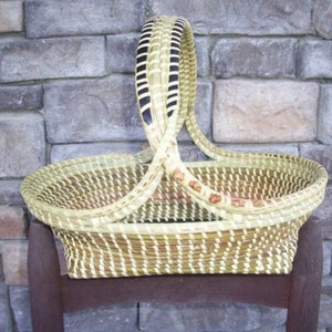 Gullah Cross-handle Basket| Sweetgrass Fanner | Charleston Basket| Sweet grass Basket| Wedding Basket|  Fruit Basket | Bread Basket