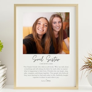 Personalised Soul Sister Print, Best Friend Definition Wall Art Print, Badass Bestie Picture Frame, Best Friend Portrait Gift for her