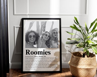 Personalized Roomies Definition Print | Custom College Friend Gift, Roommate Keepsake Poster | Digital Download for Dorm Room Decor