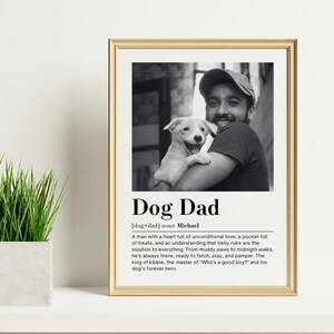 Hond vader definitie afdrukbare muurkunst, hondenliefhebbers cadeau, aangepaste hond vader fotokunst aan de muur, digitale download, papa hond geschenken, cadeau voor hondenvaders
