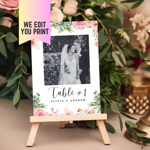 Photo Table Numbers, Wedding Table Numbers, Custom Printable Photo Table Numbers, Wedding Signage, Table Number Signs,Reception Table Number