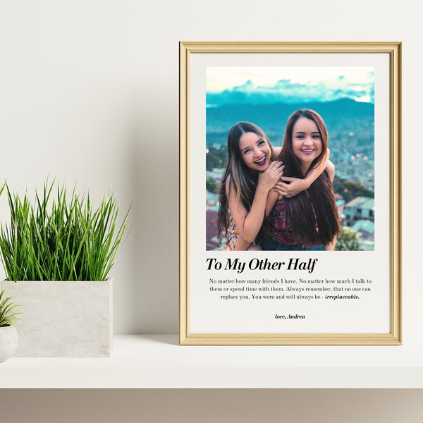 Personalised Best Friend Picture Frame, Best Friend Digital Art Print, Friendship Wall Decor, BFF Gift, Friendship Quote, Home Office Decor