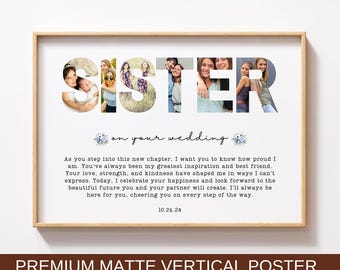 To My Sister On Your Wedding Day Photo Collage Modern Minimalist Wedding Message Gift For Sister On Her Wedding Day Bride Gifts From Sister