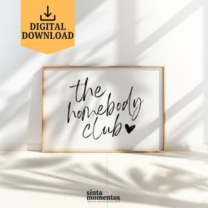 The Homebody Club Print Retro Typography Landscape Poster Trendy Home Decor Bar Cart Art Digital Prints Horizontal Printable Wall Art