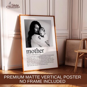 Arte de parede personalizada com definição de nova mãe, pôster com foto de mãe pela primeira vez, enviado sem moldura, impressão de definição de mãe, presente de dia das mães para nova mãe