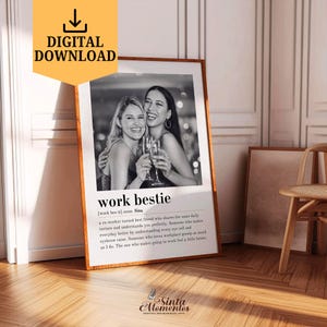 Custom Work Bestie Definition Print Retirement Gift For Colleague Printable Wall Art Colleague Present Digital Download Personalize Photo