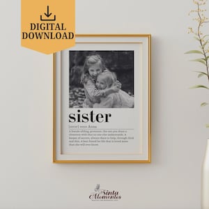 Personalized Sister Gift Sister Definition Printable Wall Art Digital Download Sister Quote Wall Art Gift for Sister Birthday Sister Print