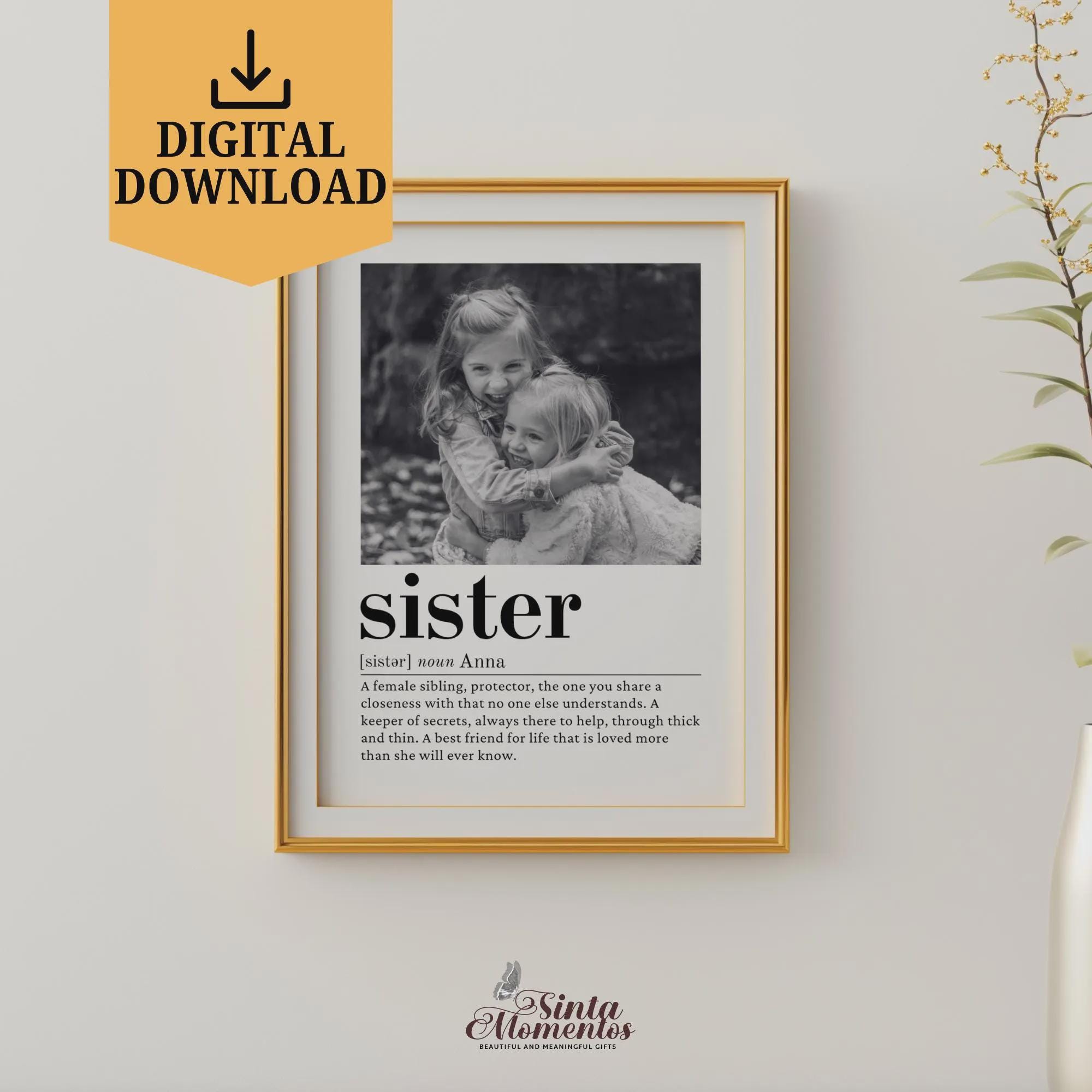 Personalized Sister Gift Sister Definition Printable Wall Art