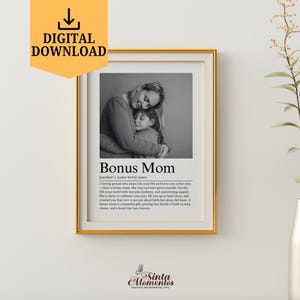Personalised Bonus Mom Definition Printable Wall Art Digital Download Bonus Mum Photo Gift From Stepdaughter Custom Stepmom Definition Print
