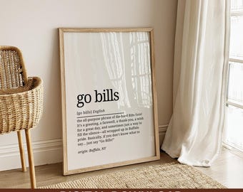 Lustig Go Bills Definition, druckbare Wandkunst, Buffalo Bills Poster, digitaler Download, nur Buffalo NY Dekor, Go Bills Wörterbuch Bedeutung
