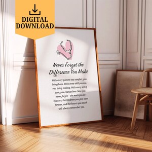 Inspirational Healthcare Wall Art Never Forget The Difference You Make Print Digital Download Appreciation Gifts For Health Nurse Doctor