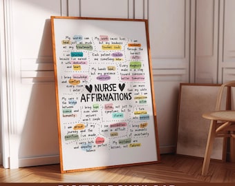 Nurse Daily Affirmations Poster, Medical Office Decor, Nurse Practioner Gift, Digital Download, Printable Wall Art