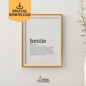 Bestie Definition Printable Wall Art, Bestie Meaning for Best Friend, Best Friend Definition Print Digital Download, Best Friend Birthday