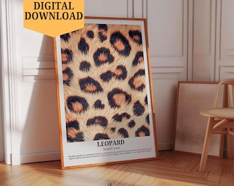Leopard Print Preppy Room Decor Leopard Pattern Poster Printable Wall Art Maximalist Decor Leopard Artwork Animal Prints Leopard Painting
