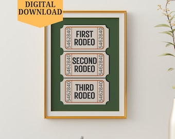 Retro First Redo Grünes Ticket druckbare Wandkunst erste Rodeo Ticket Stub digitaler Download Motivation Zitat Print trendige Bar Warenkorb Poster