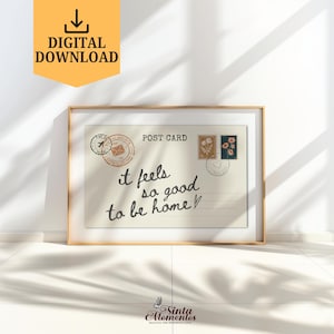 It Feels So Good To Be Home Print: Trendy Vintage Postcard Poster (Digital Download)