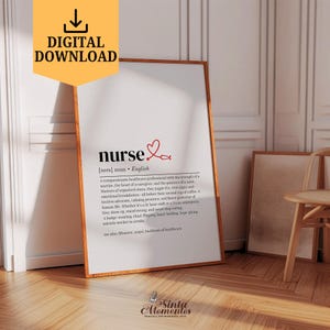 Nurse Definition Print Nurse Appreciation Gift for Nurses Digital Download Thank You Gift for Nurse Printable Wall Art Nurse Office Decor