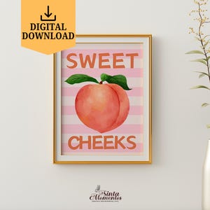 Sweet Cheeks Bathroom Sign Digital Download Only Funny Sweet Cheeks Poster Bathroom Wall Art Printable Trendy Wall Art Home Decor Retro Art