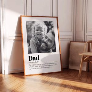 Impressão personalizada com definição de pai, presente para o dia dos pais, arte de parede com foto para download digital, apenas impressão com definição de pai, foto do pai pela primeira vez