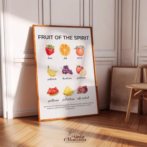 Frucht des Geistes Art Printable Christian Wandkunst Digitaler Download Nur Schrift Poster Bibel Kunstdruck Retro Fruit Christian Home Decor