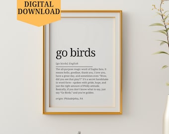 Go Birds Definition Printable Wall Art Philadelphia Eagles Poster Digital Download Go Birds Phili Decor Eagles Wall Art Birds Meaning Print