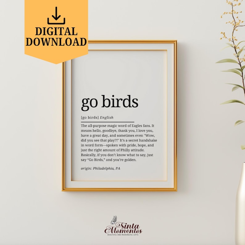 Go Birds Definition Printable Wall Art Philadelphia Eagles Poster Digital Download Go Birds Phili Decor Eagles Wall Art Birds Meaning Print