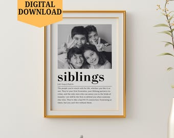 Personalised Siblings Definition Poster, Sibling Definition Printable Wall Art, Christmas Gift for Siblings, Sibling Gift Printable Art