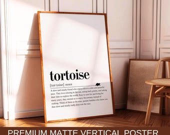 Tortoise Definition Print, Sea Turtle Wall Art, Reptile Poster Ship Unframed, Animal Poster Wall Decor, Gift for Tortoise Lover
