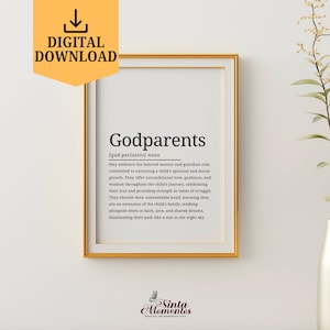 Inspirational Godparents Definition Print, Godparents Definition Printable Wall art, Godparent Thank you Gift, Godparent Quotes, Godparents